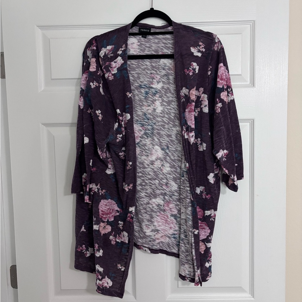 Torrid Purple Floral Kimono